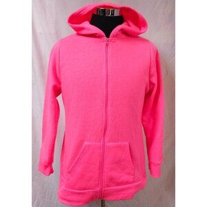 Bobbie B Brooks Womens Plus 1X Hot Pink Full Zip Fleece Hooded Hoodie Jacket